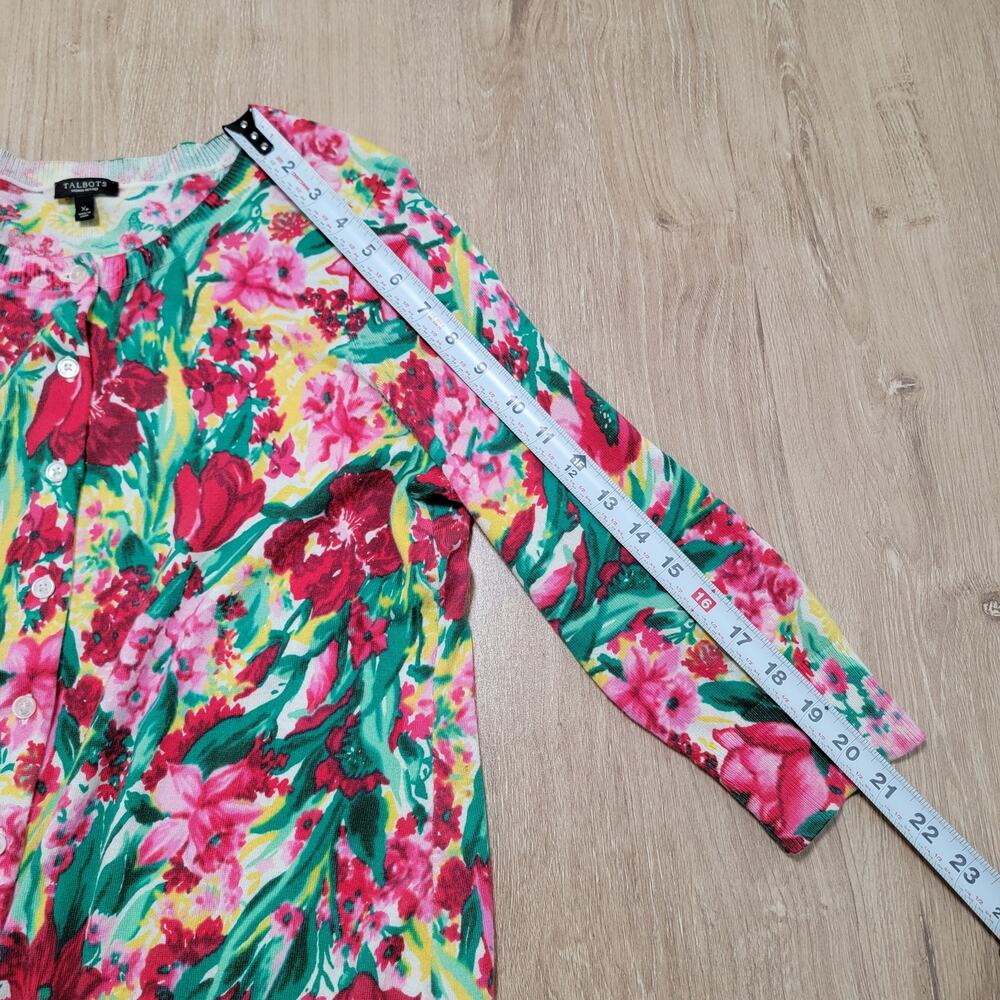 Talbots Floral Cardigan in Red, Green, Yellow, Pink - Picture 9 of 10
